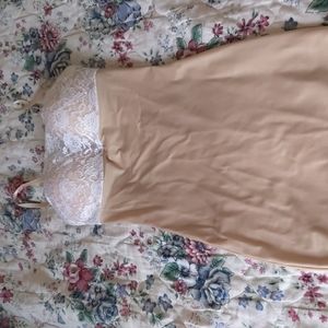 Tan and White Slip Dress